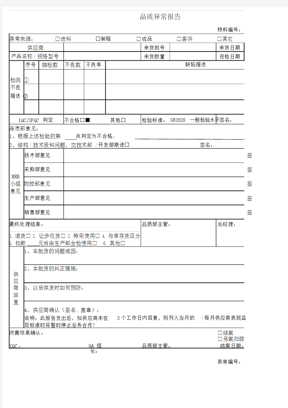 品质异常报告模板单.doc