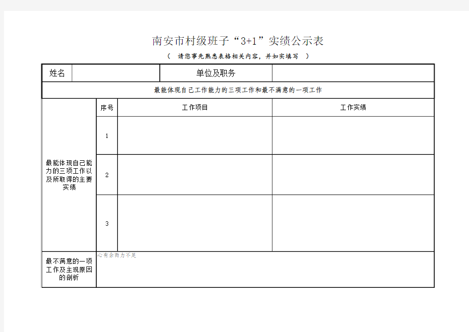 “3+1”实绩公示表