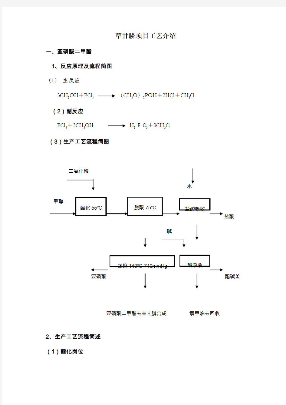 草甘膦工艺介绍