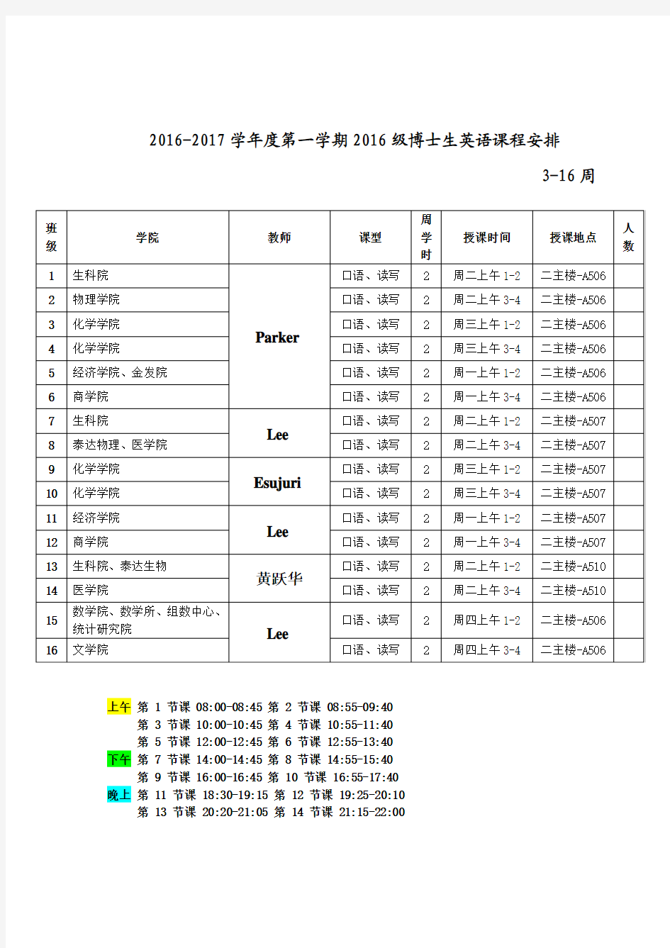 16南开博士生外英语课表