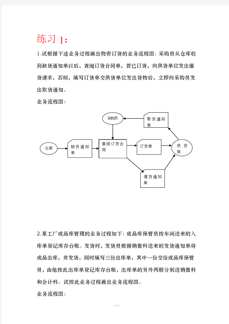 业务流程图作业答案