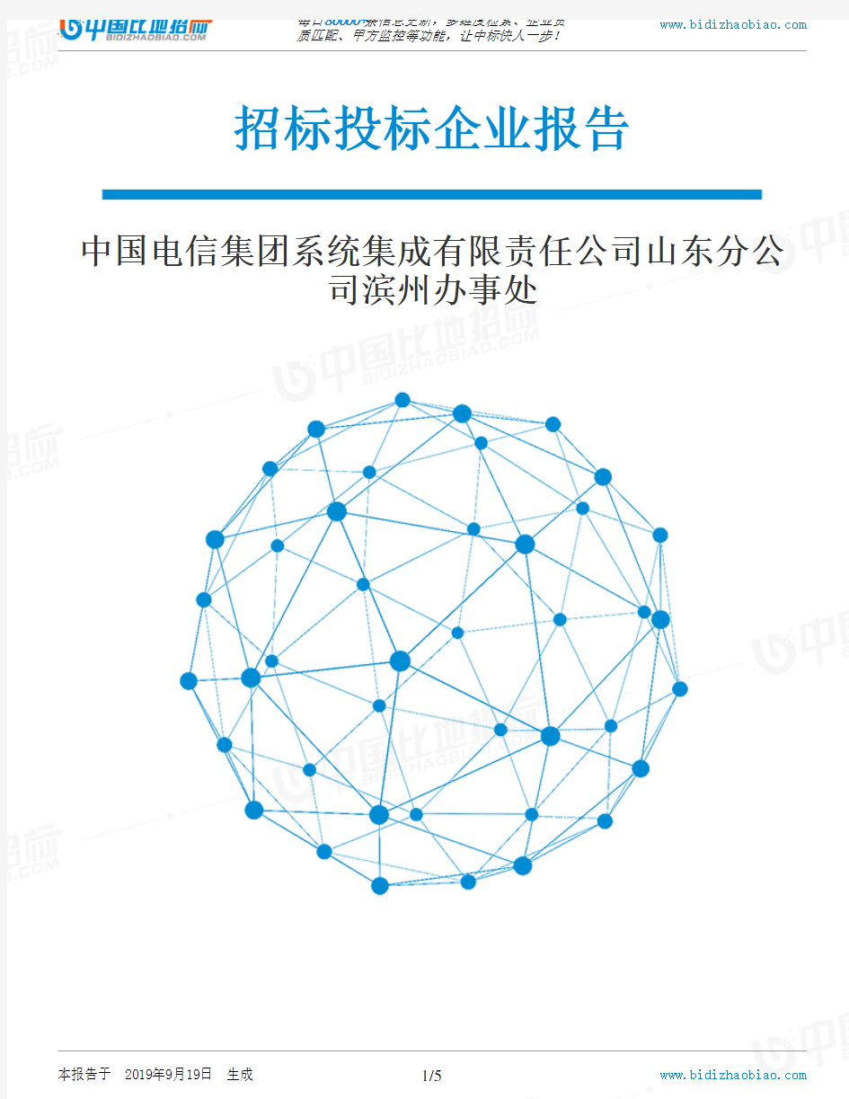 中国电信集团系统集成有限责任公司山东分公司滨州办事处_中标190920