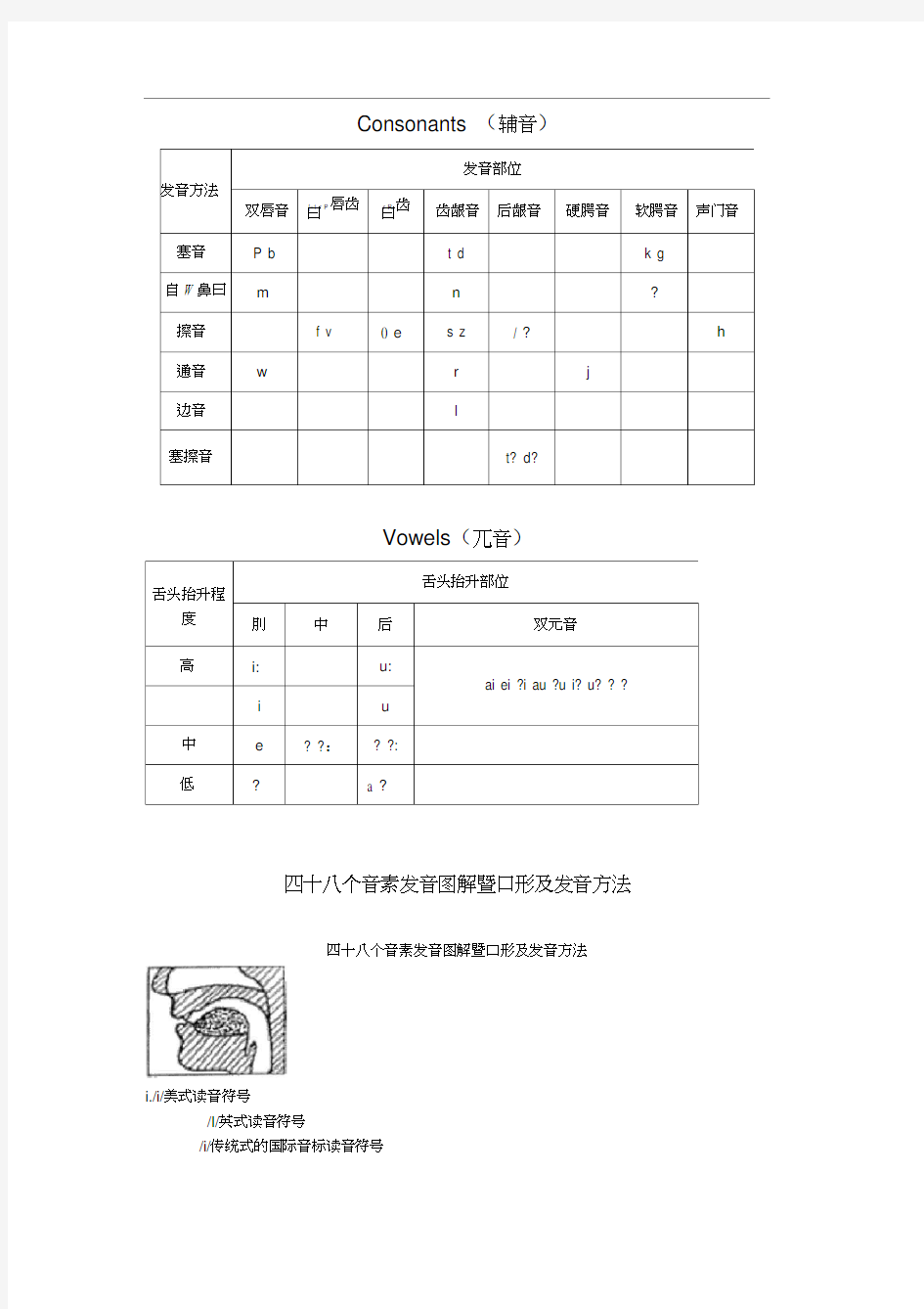 国际音标发音舌位图