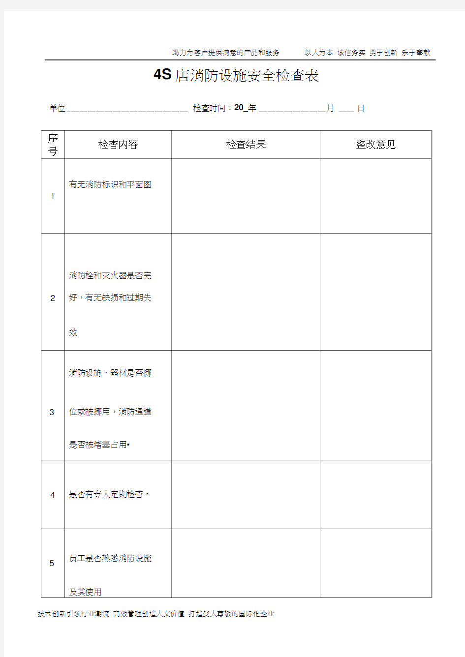 4S店安全检查内容表.docx