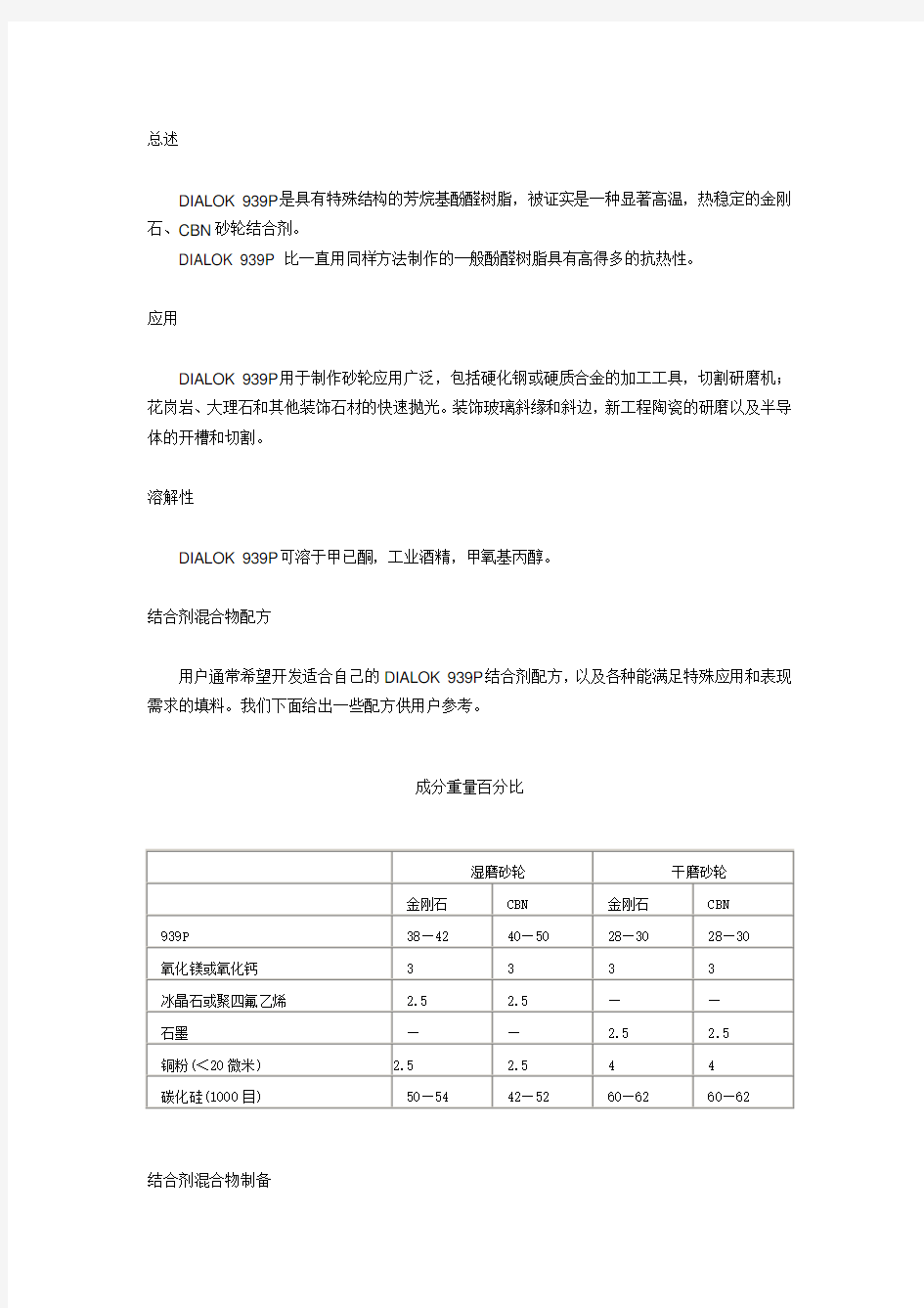 树脂使用手册word版