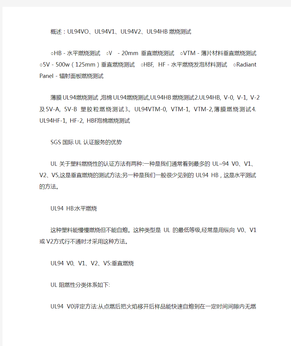 UL94V 燃烧等级