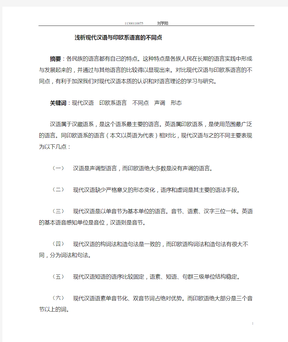 浅析现代汉语与其他语言的不同点