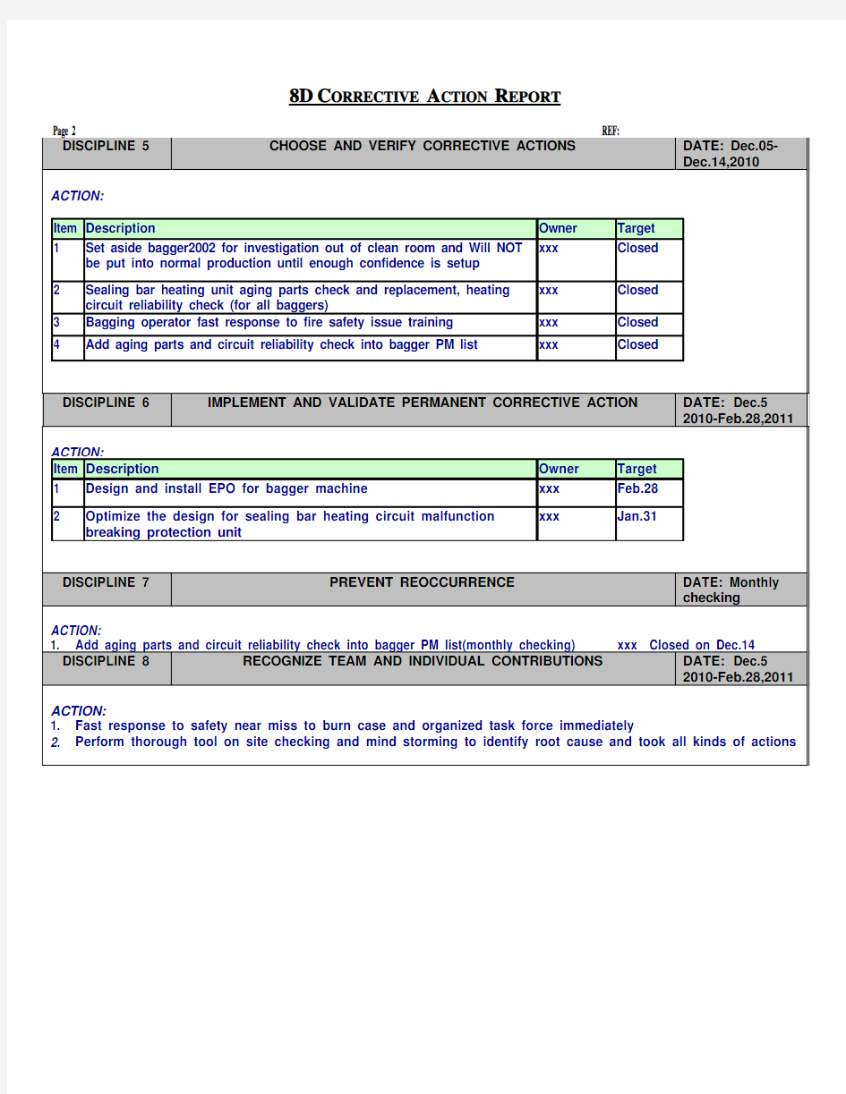 One 8D Report Example