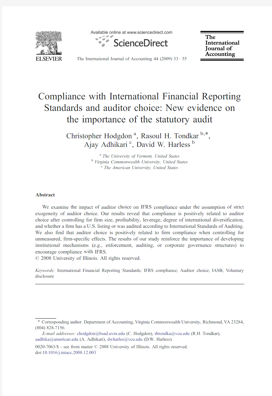 Compliance with International Financial Reporting