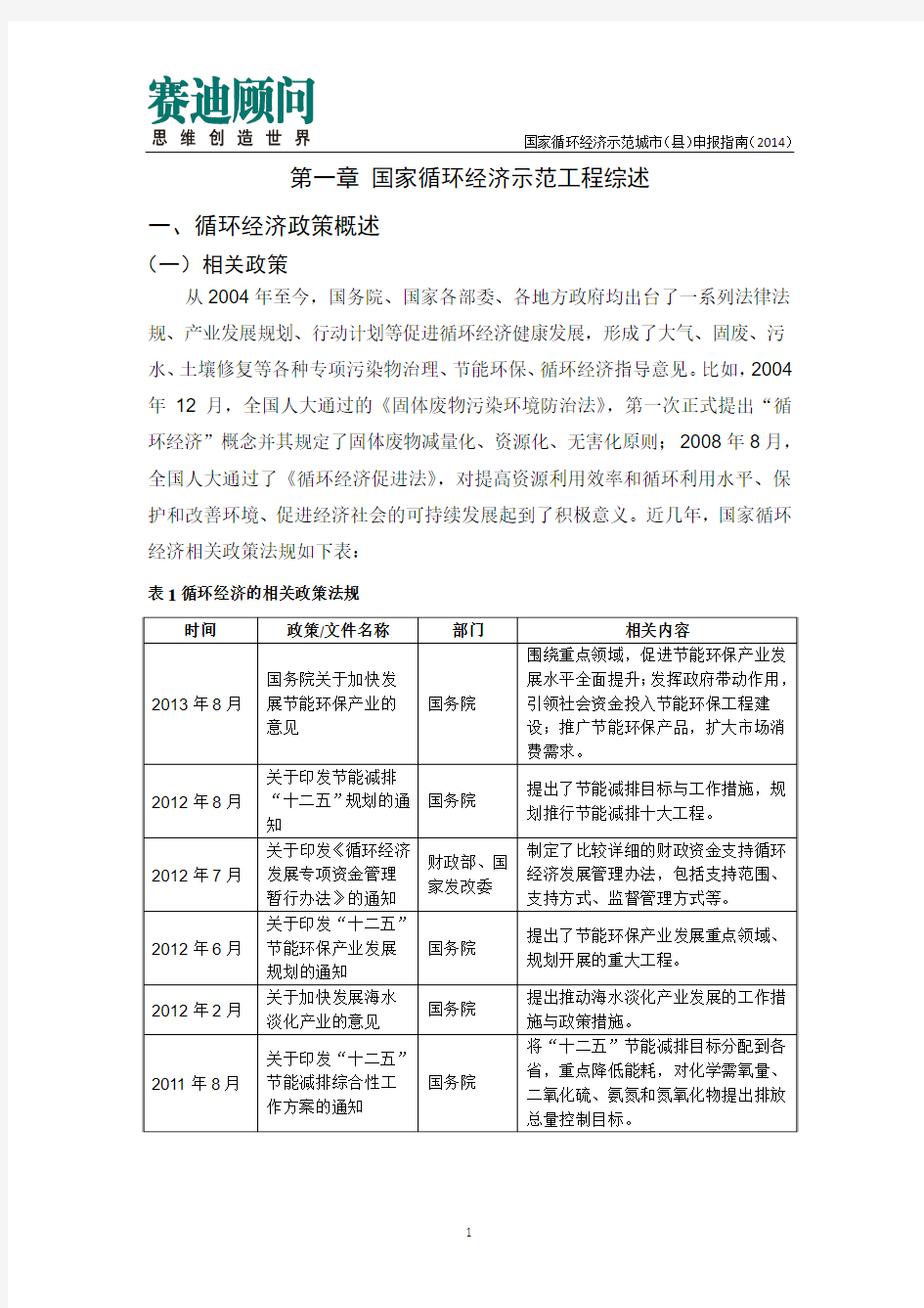 赛迪顾问-国家循环经济示范城市(县)申报指南(2014)