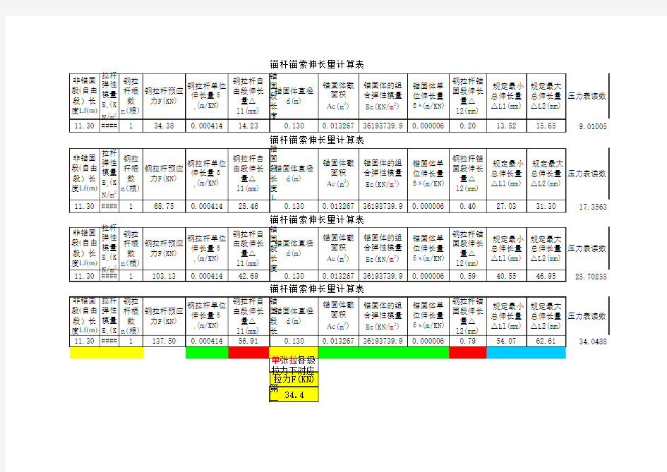 锚杆锚索伸长量计算xls