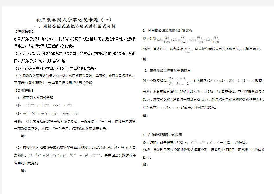 因式分解培优专题(一)