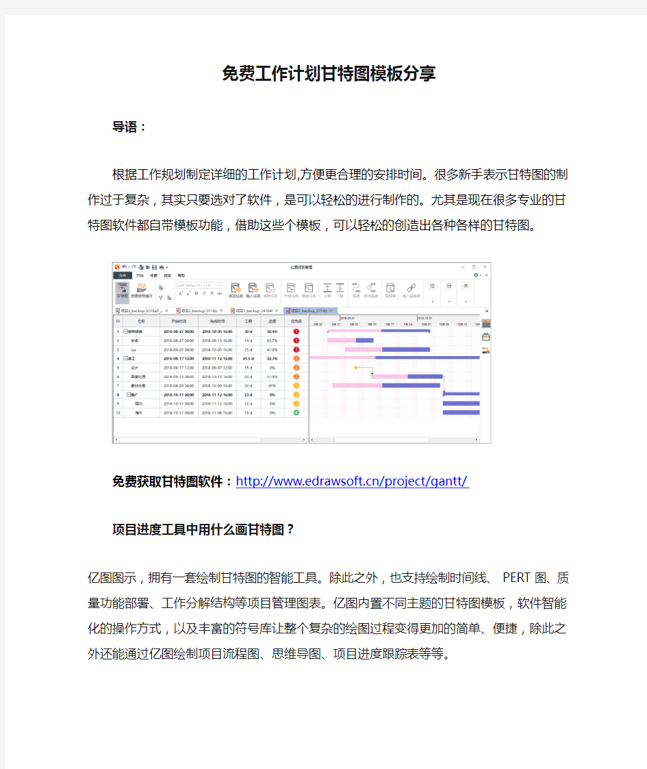 免费工作计划甘特图模板分享