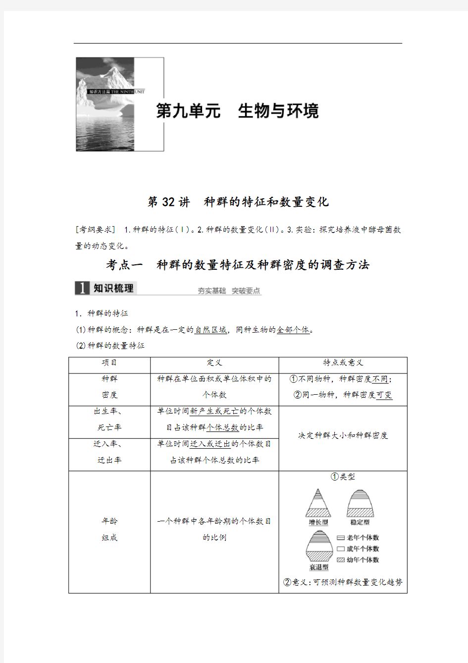 第32讲 种群的特征和数量变化