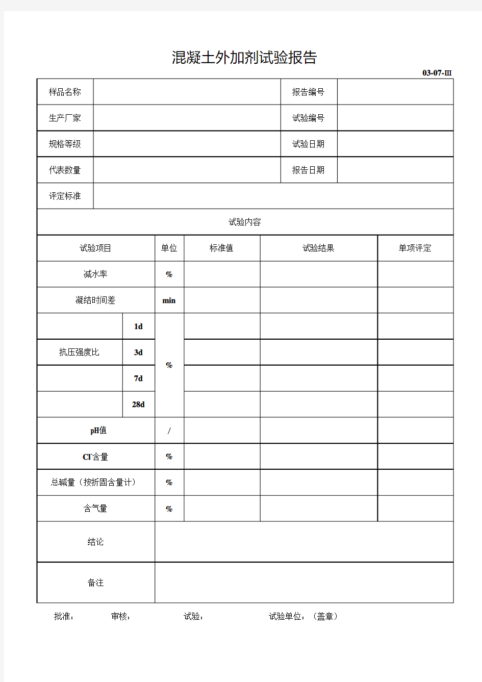 混凝土外加剂试验报告