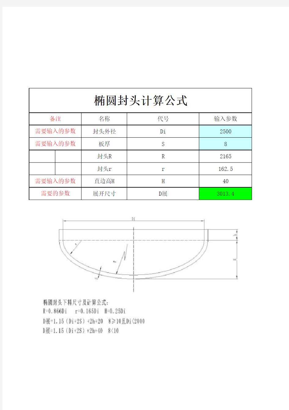 封头计算公式