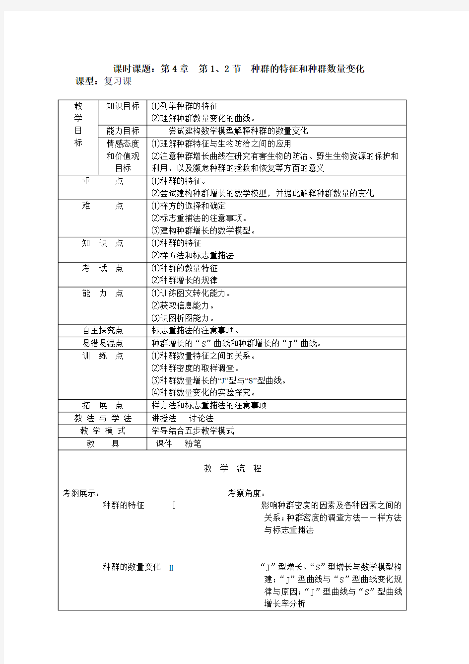 种群的特征和数量变化