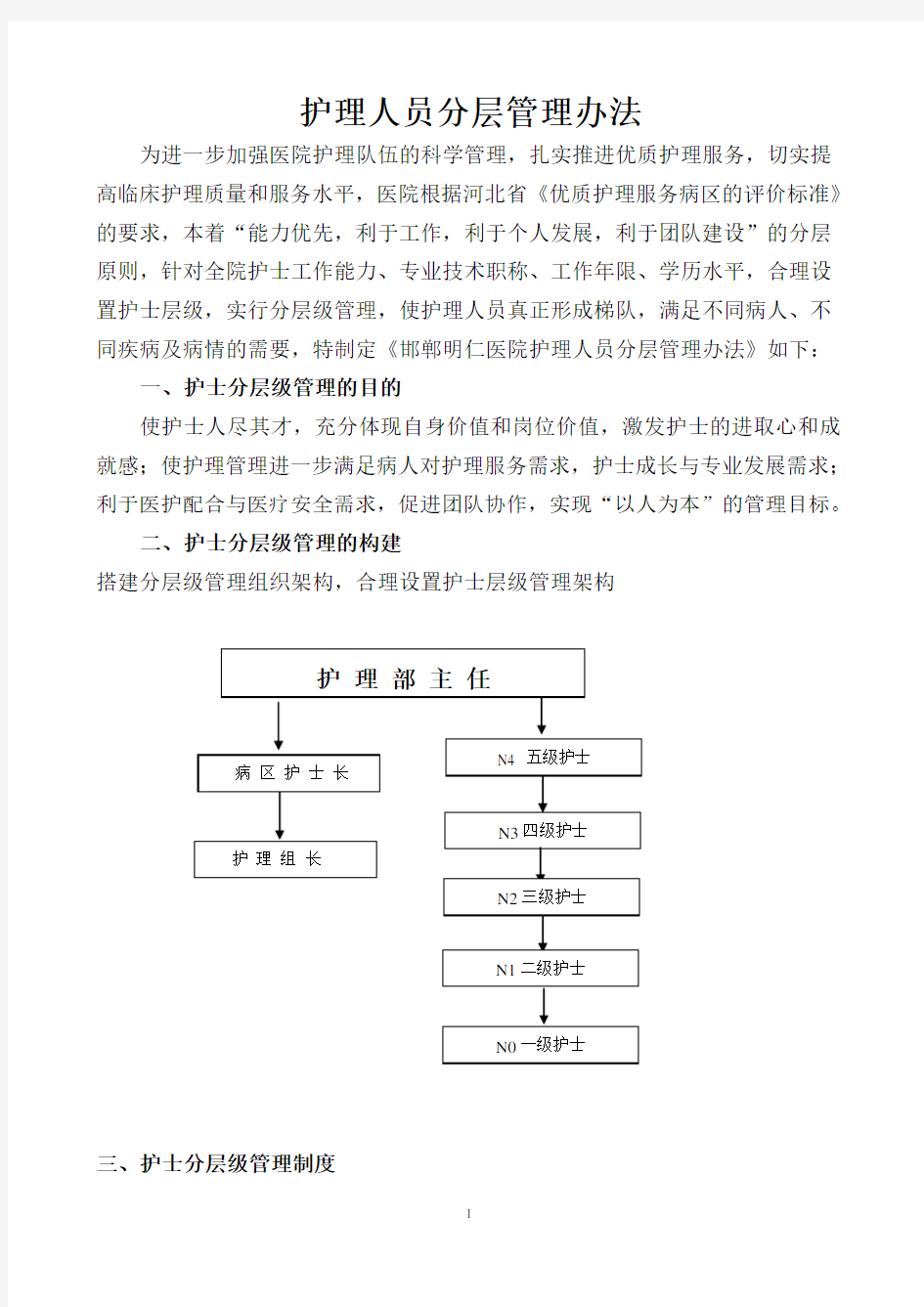 护理分层管理办法