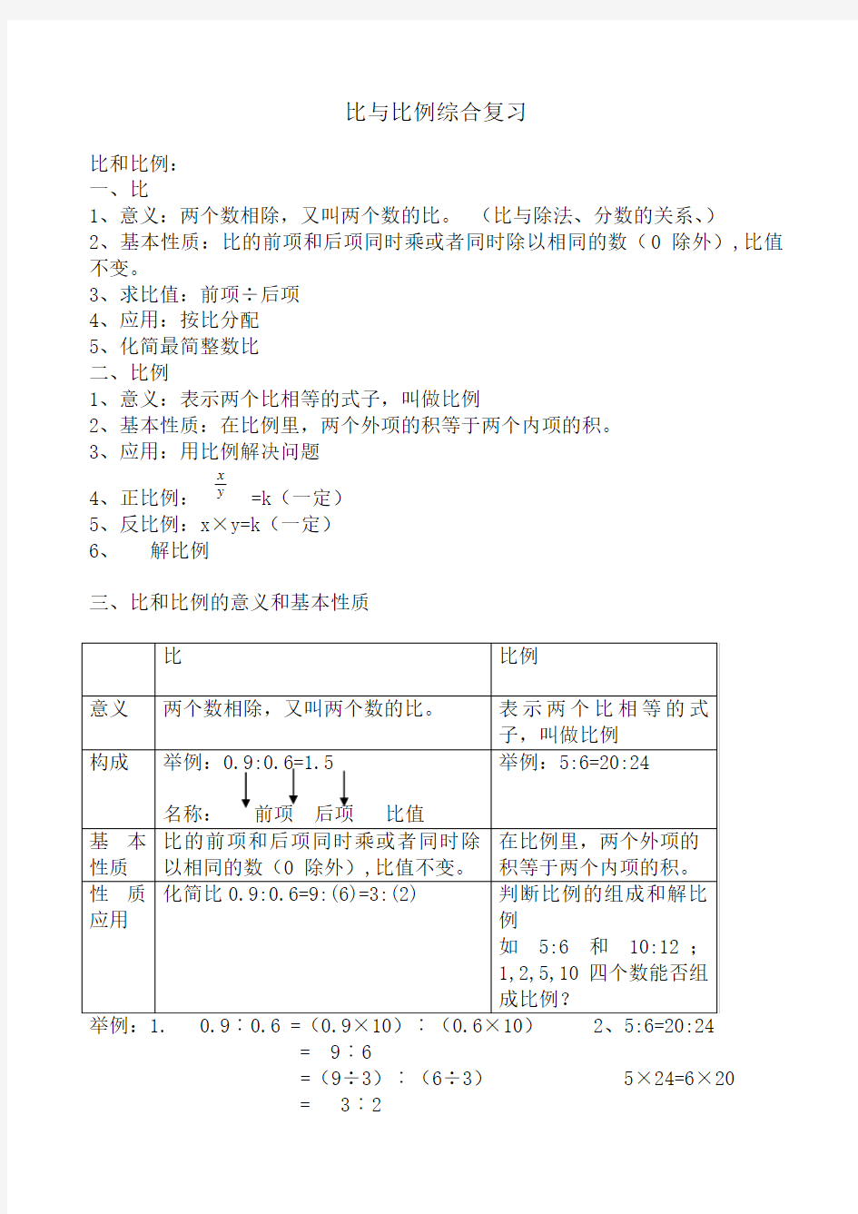 比与比例综合复习题(5.7-13)