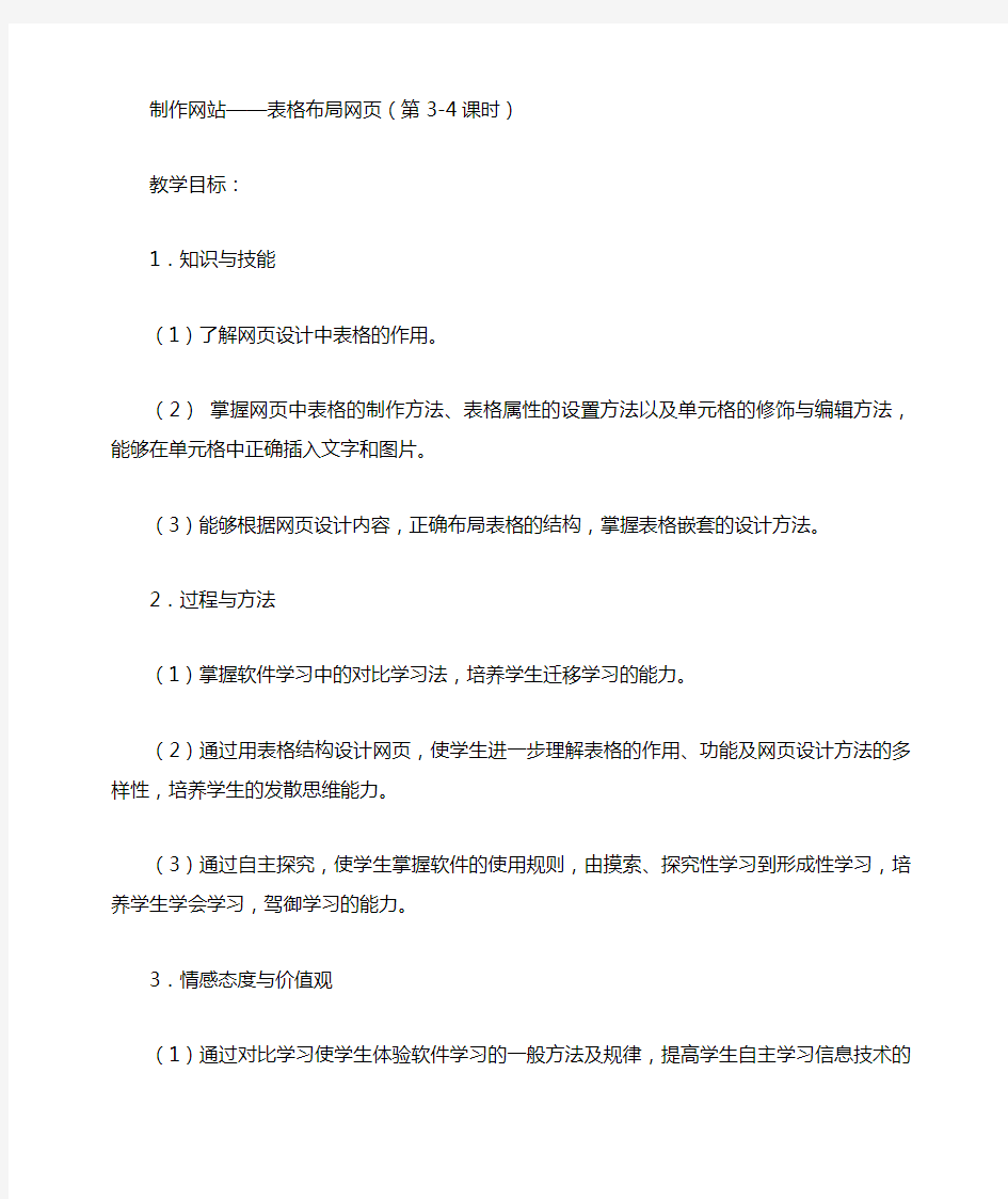 制作网站——表格布局网页