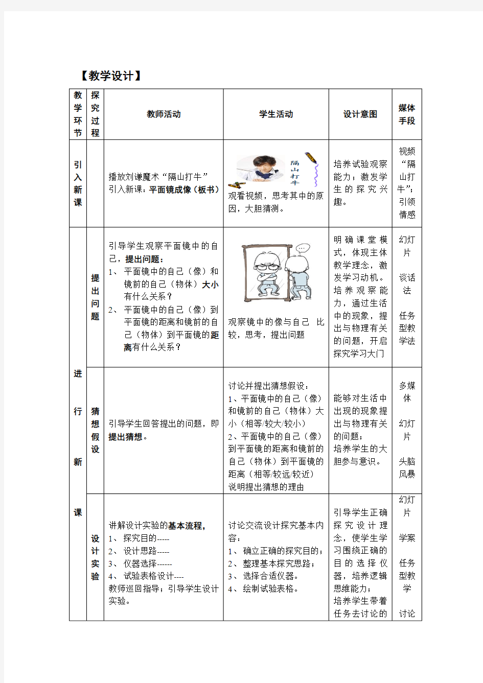 《平面镜成像》【教学设计】