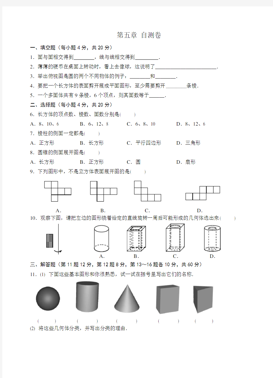 丰富的图形世界单元测试卷