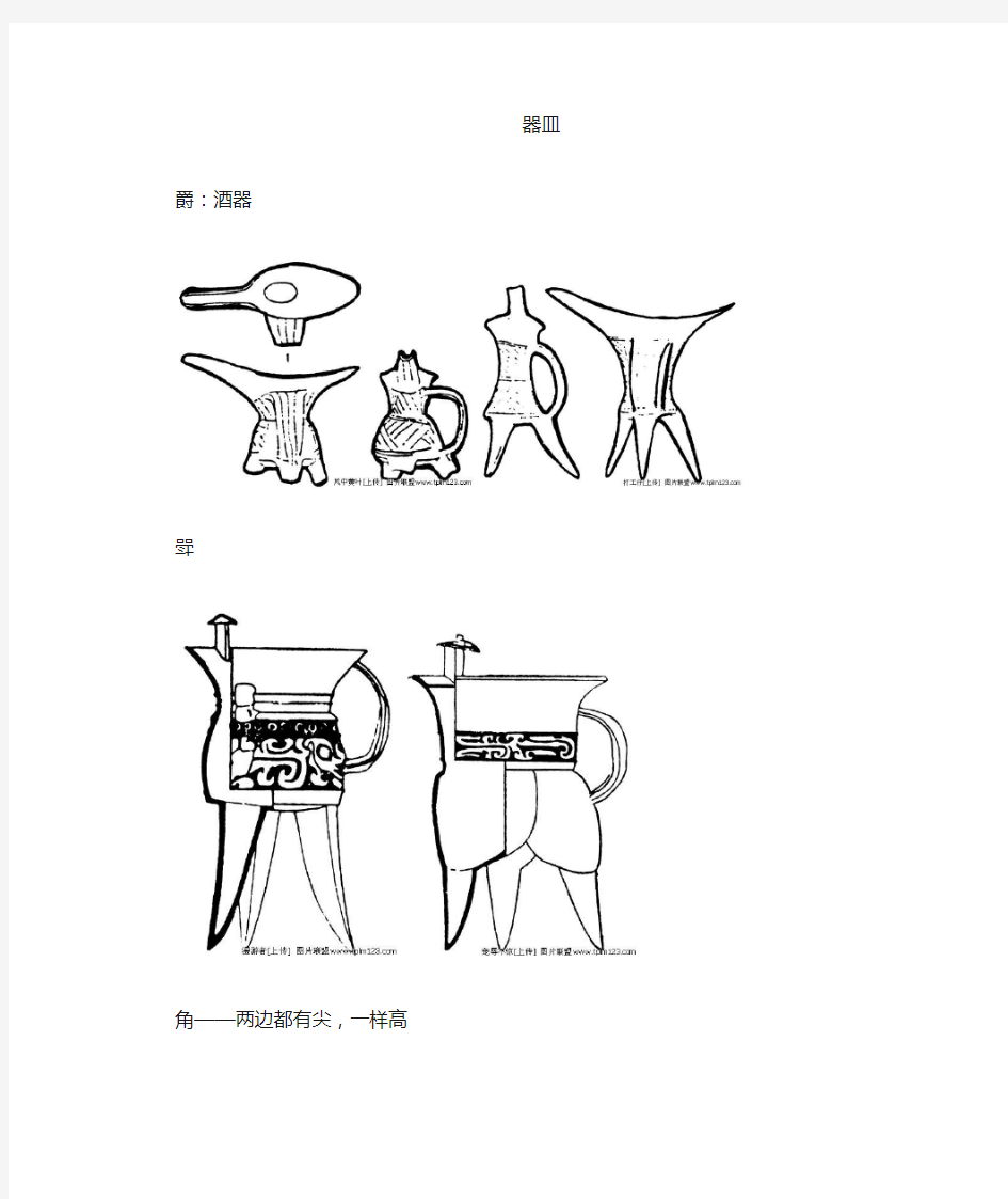 古代器皿器型线描图(可移动文物)