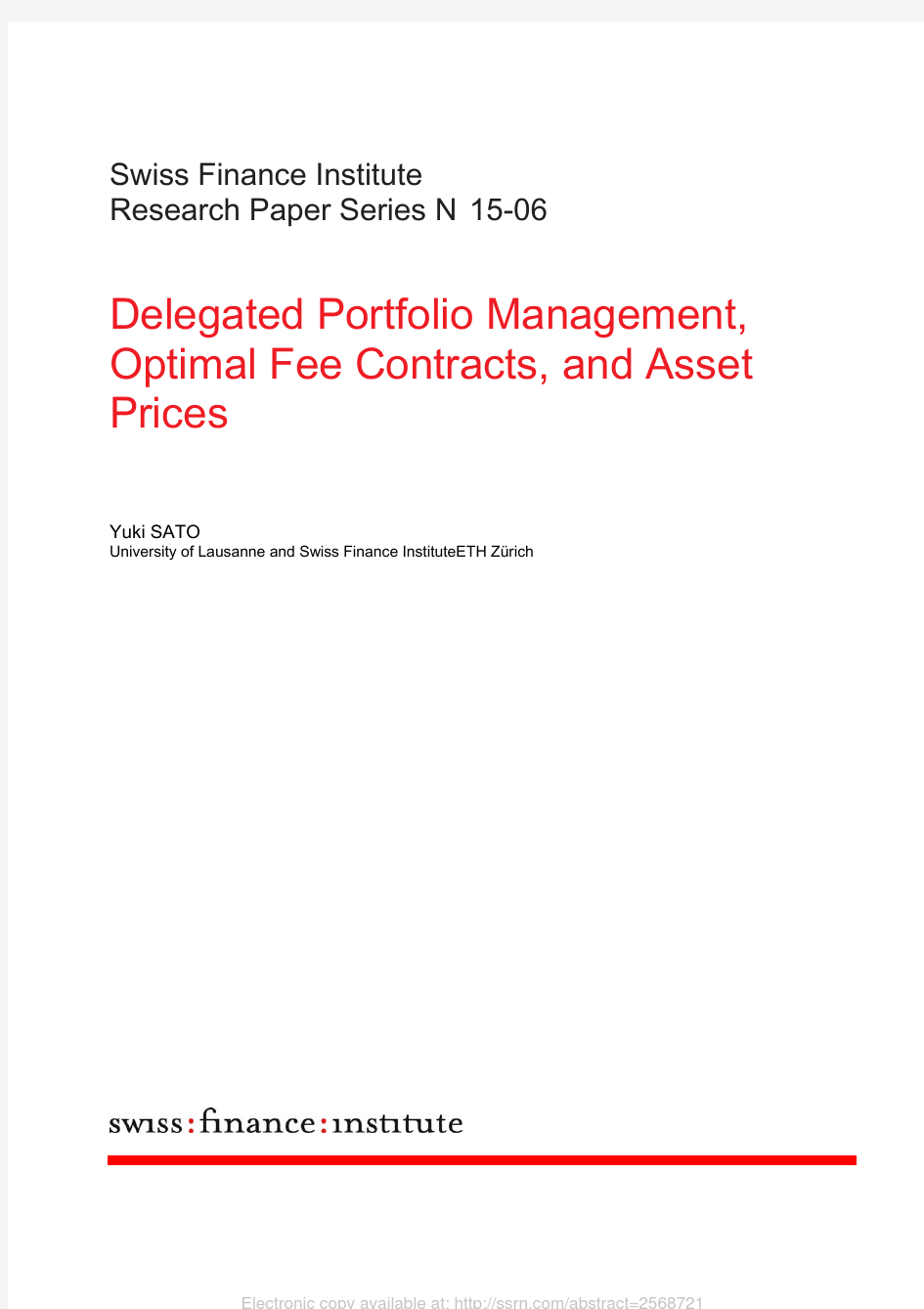 Delegated Portfolio Managemen,optimal fee contract  asset price