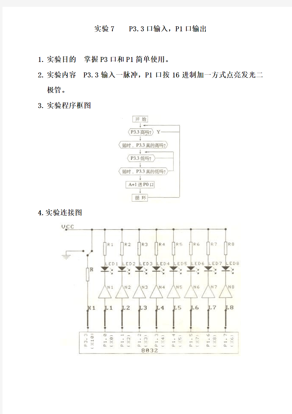 实验4-P3.3口输入,P1口输出