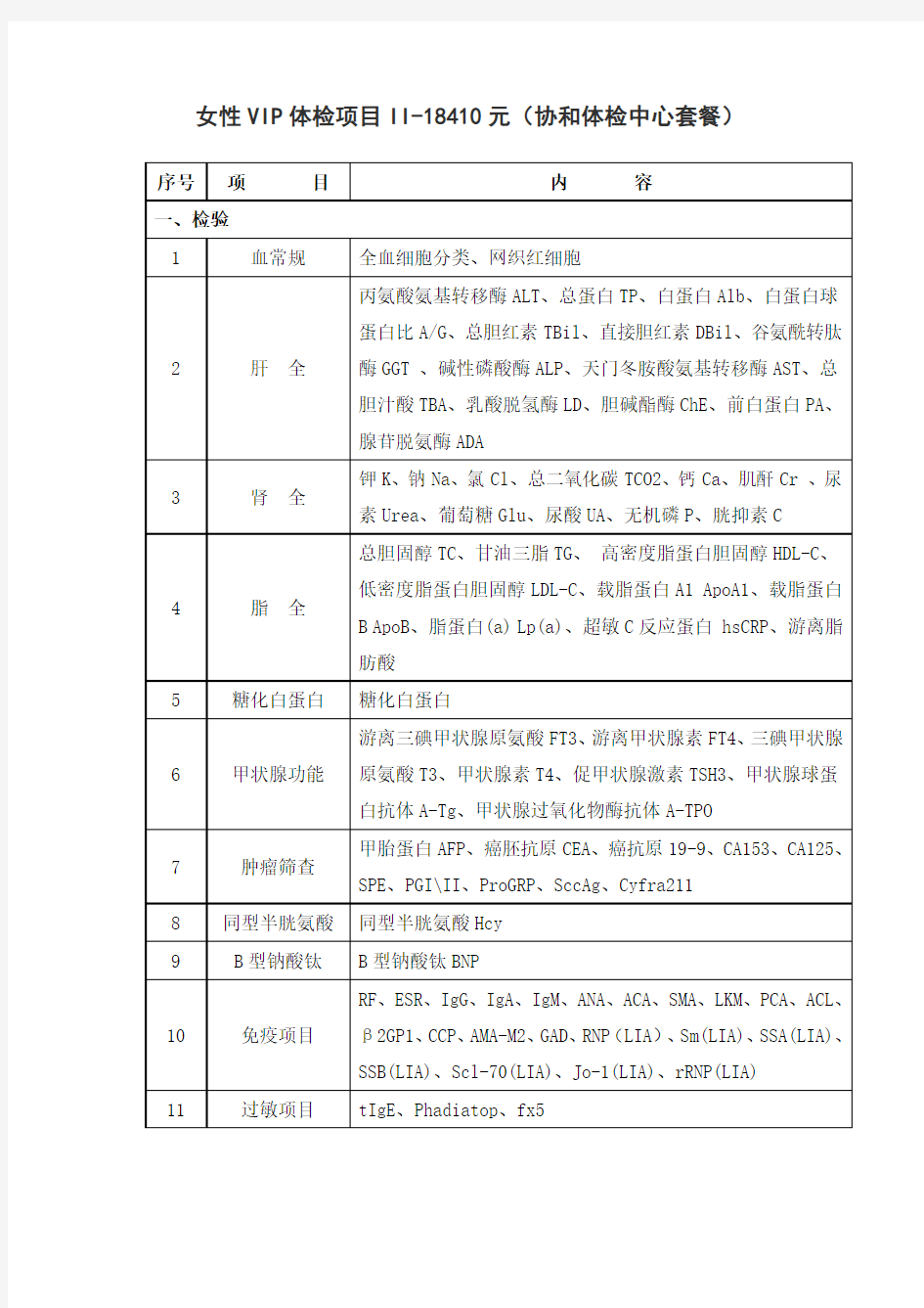 北京协和医院体检套餐