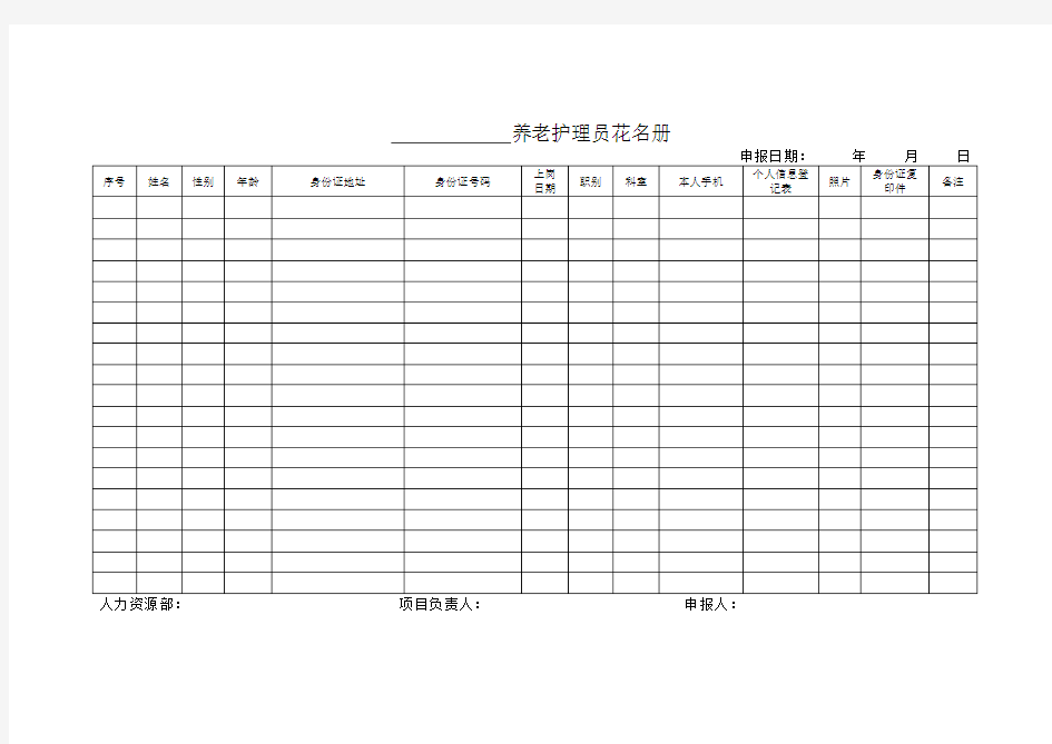 养老护理员花名册