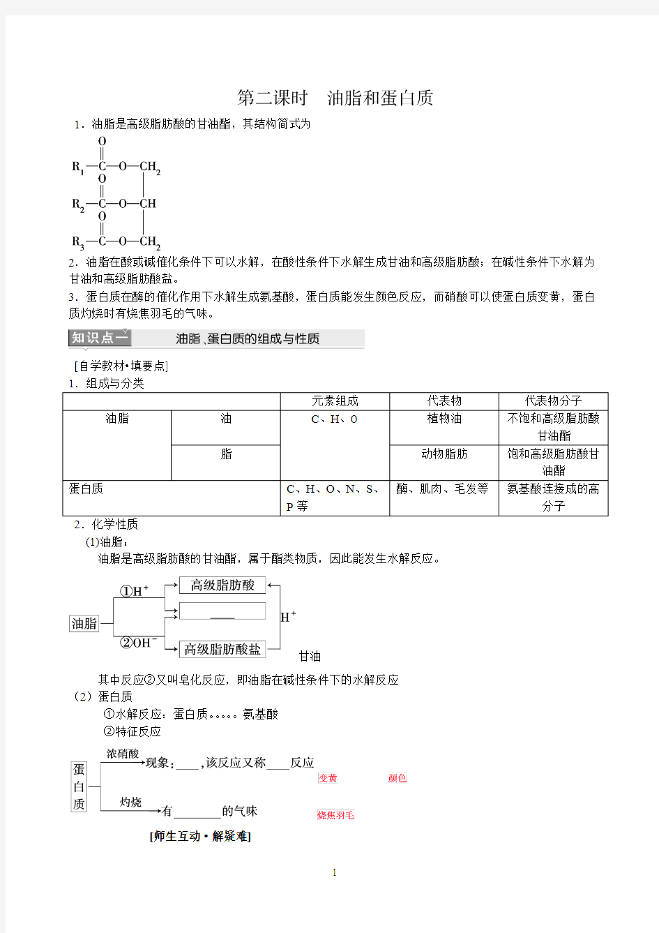 油脂和蛋白质