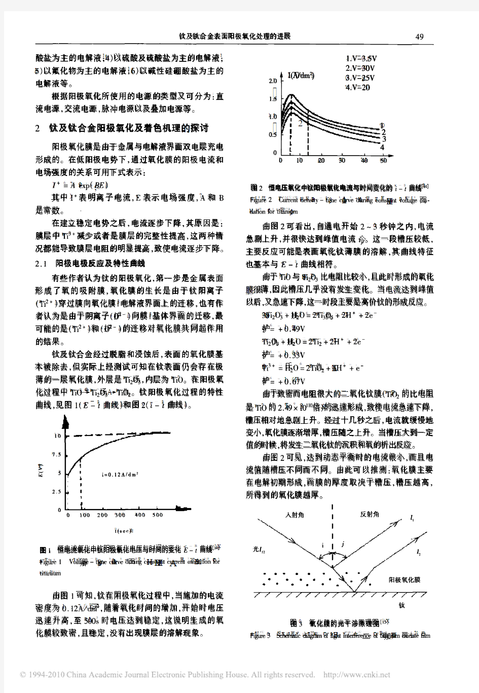 钛及钛合金表面阳极氧化处理的进展