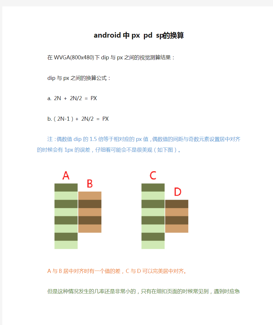 android中px pd sp的换算