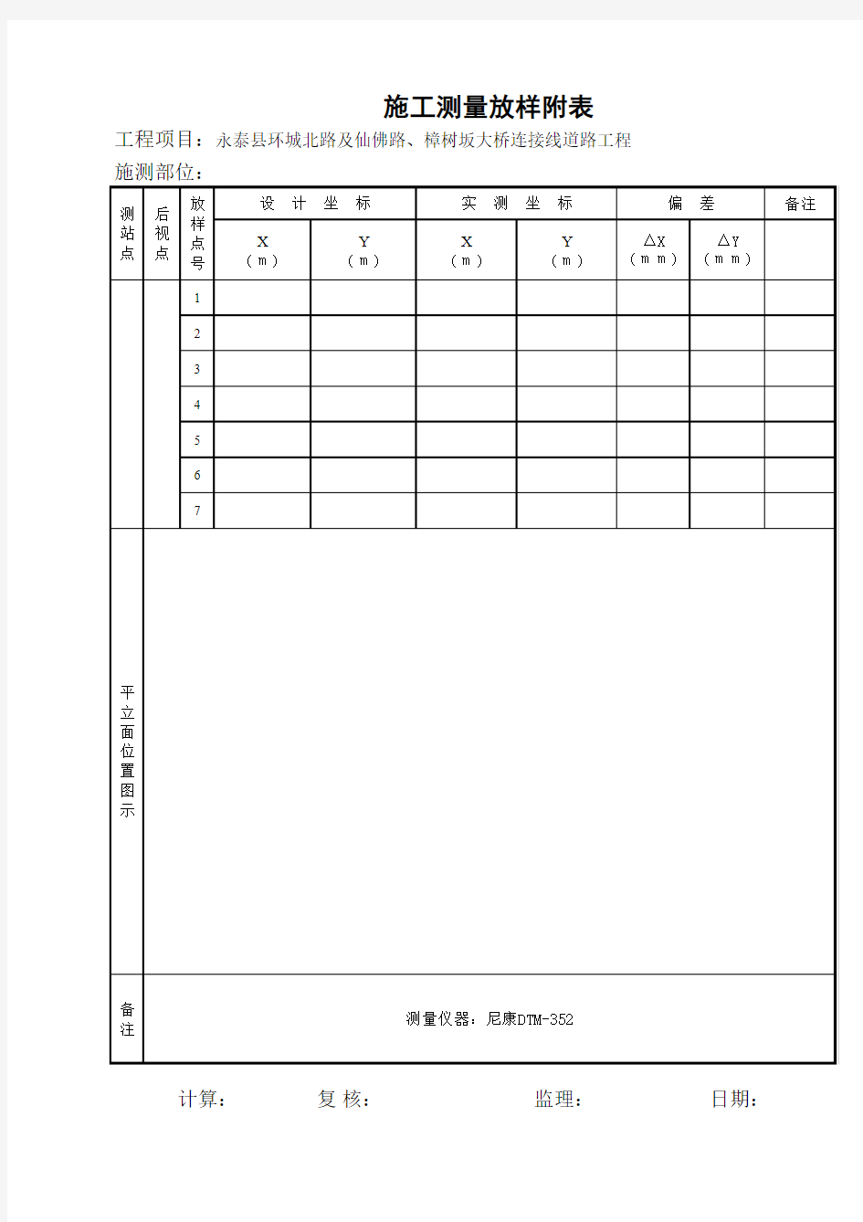 施工测量放样计算成果表