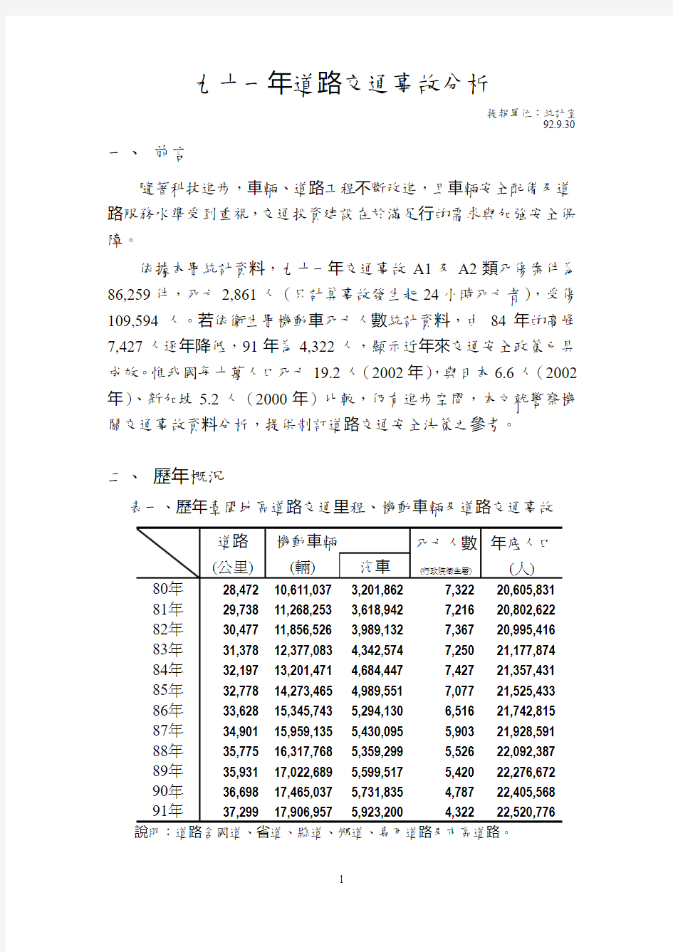 道路交通事故状况分析