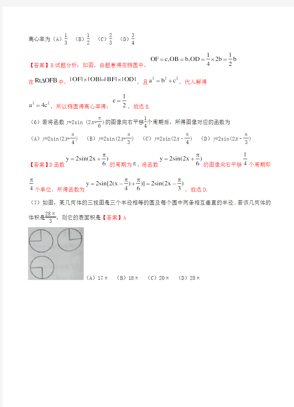 2016年高考数学文科试题(全国卷1)