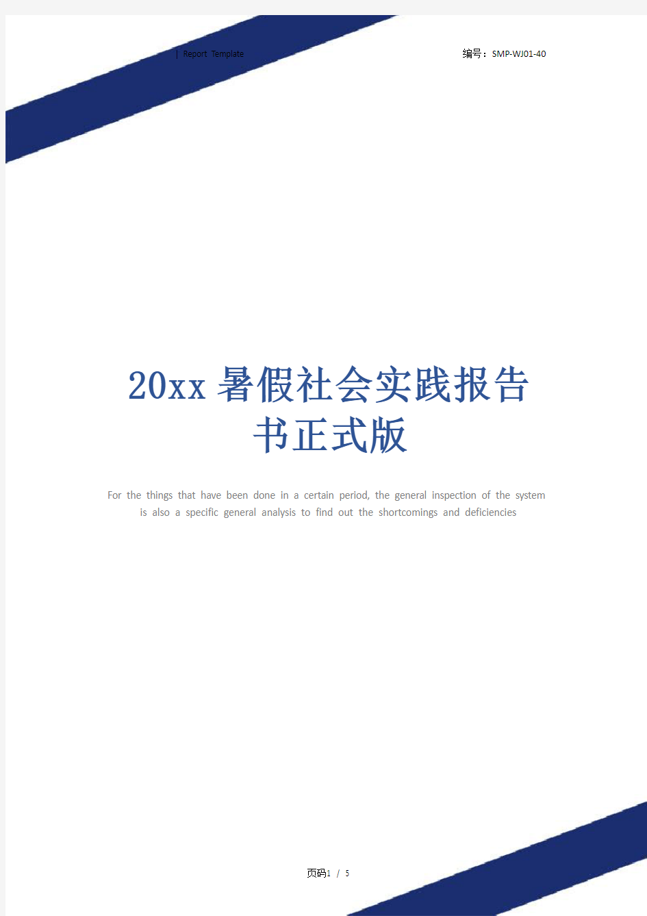 20xx暑假社会实践报告书正式版