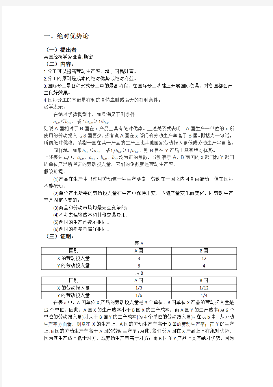 国际经济学六大理论