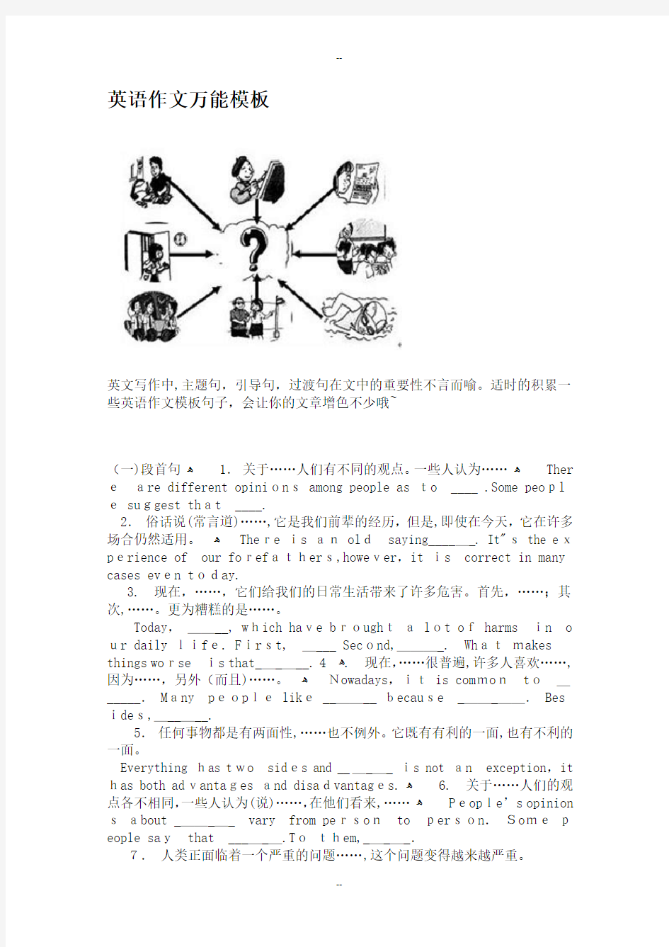 英语作文万能模板