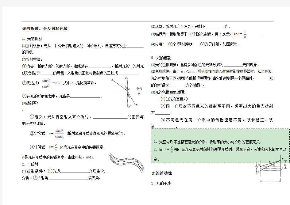 高中物理光学知识总结及习题(dyb)汇编