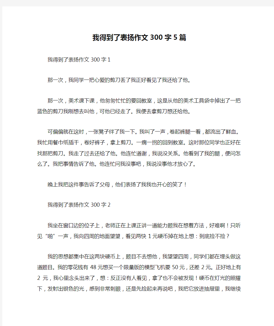 我得到了表扬作文300字5篇