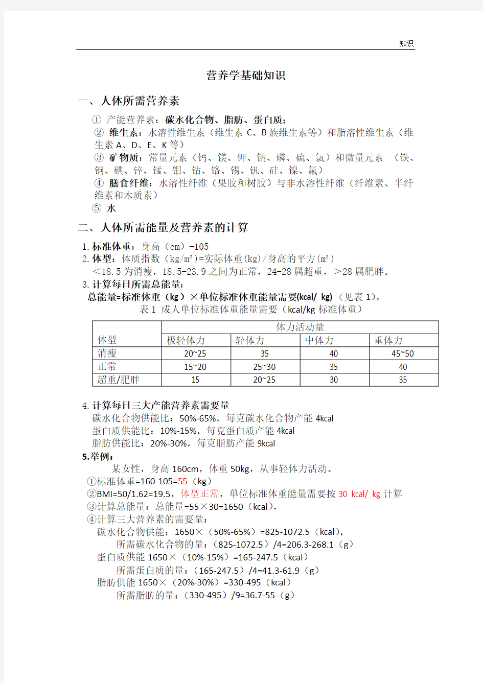 营养学基础知识点整理