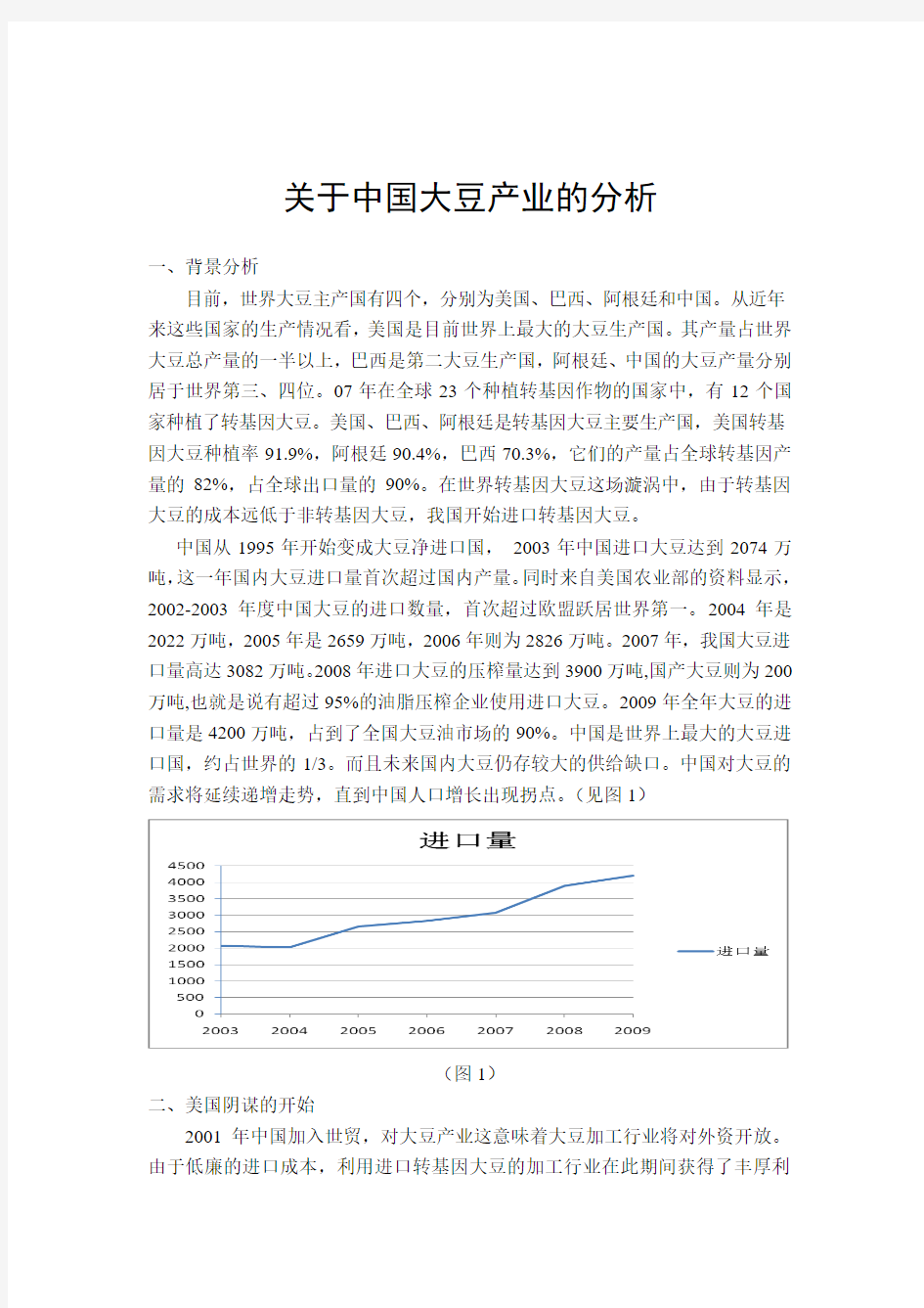 关于中国大豆产业的分析
