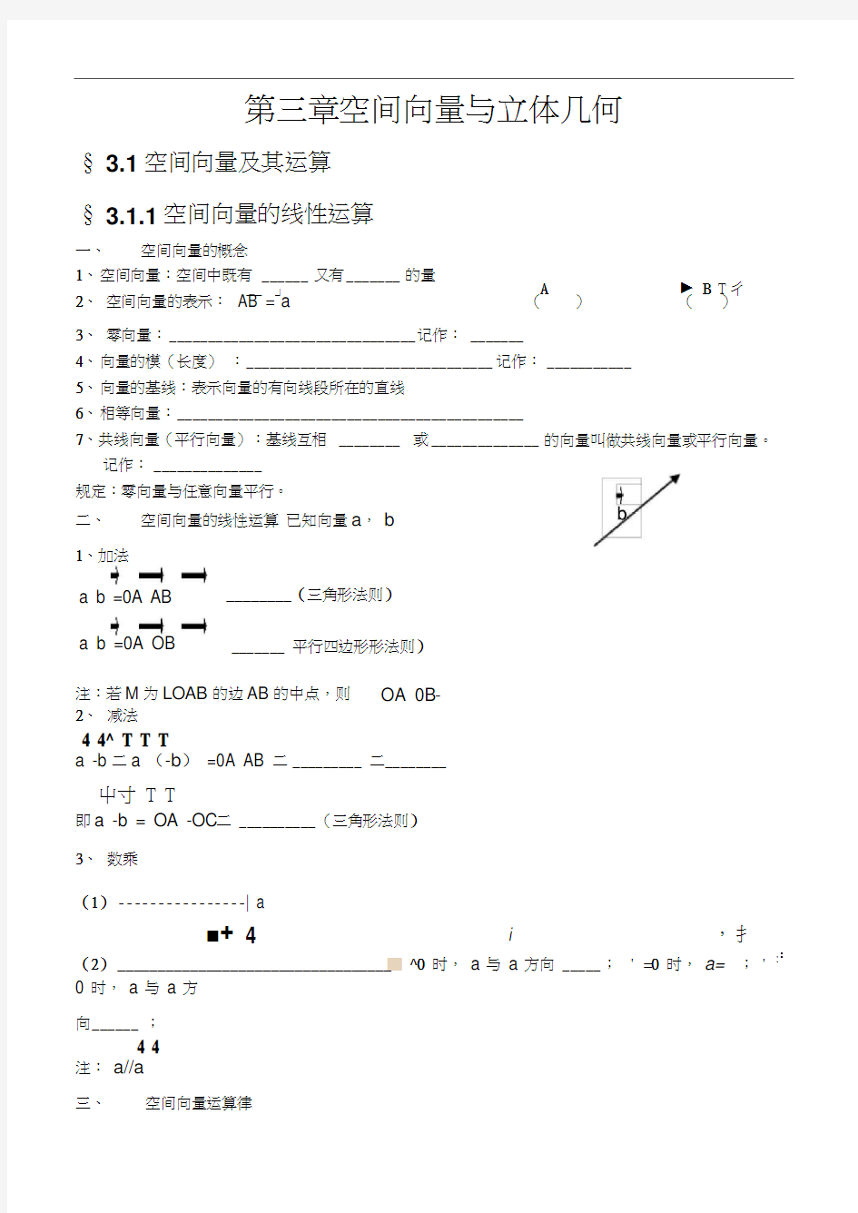 第三章空间向量与立体几何