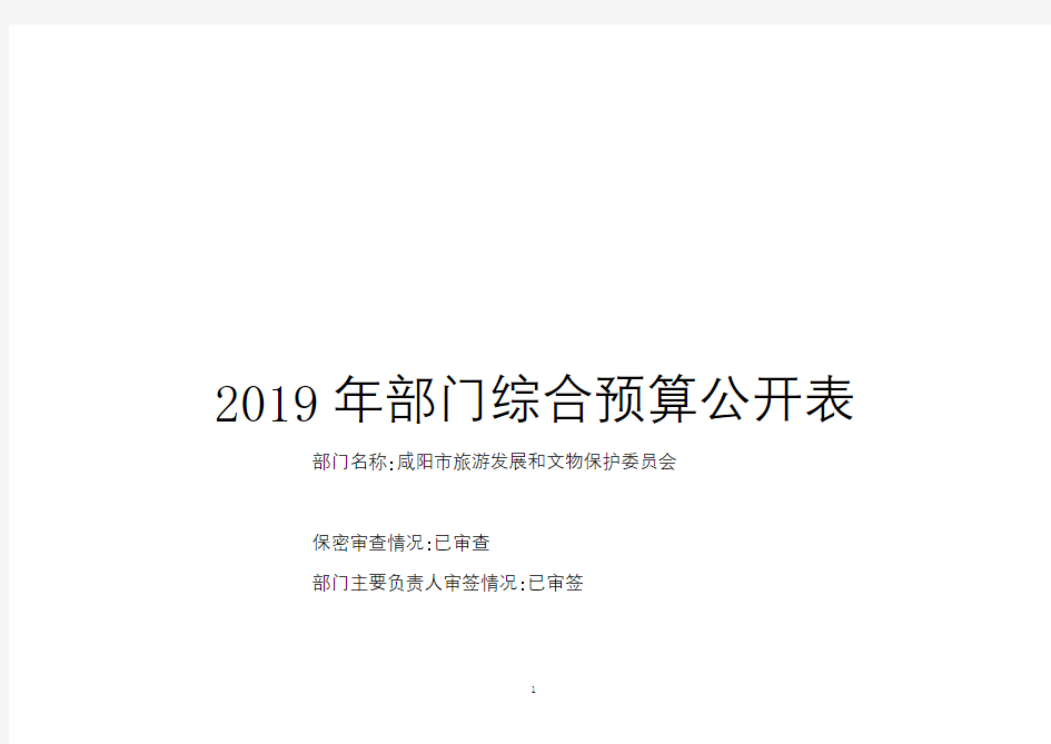 2019年部门综合预算公开表【模板】