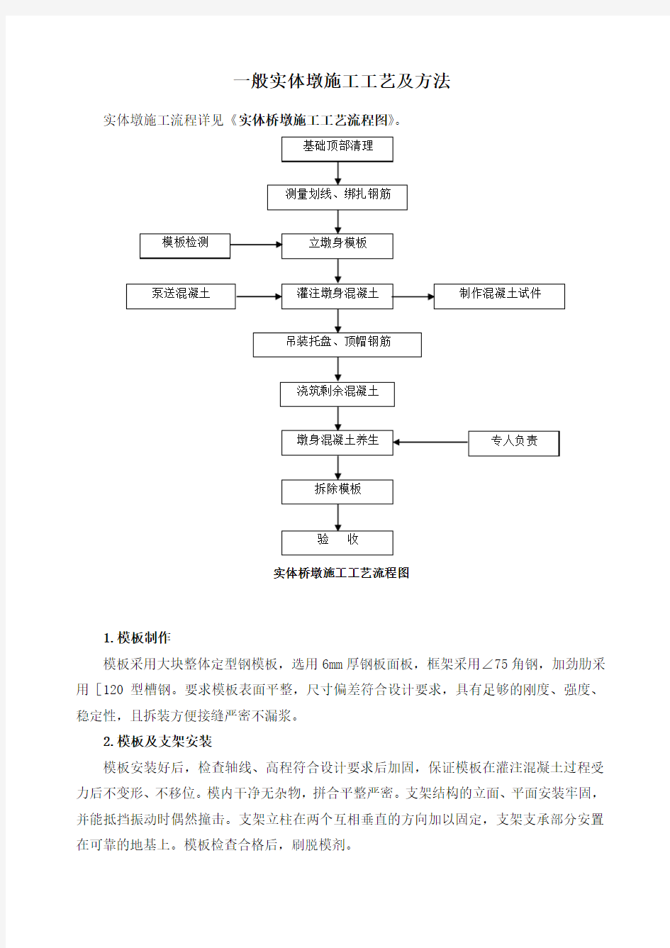 一般实体墩施工工艺及方法