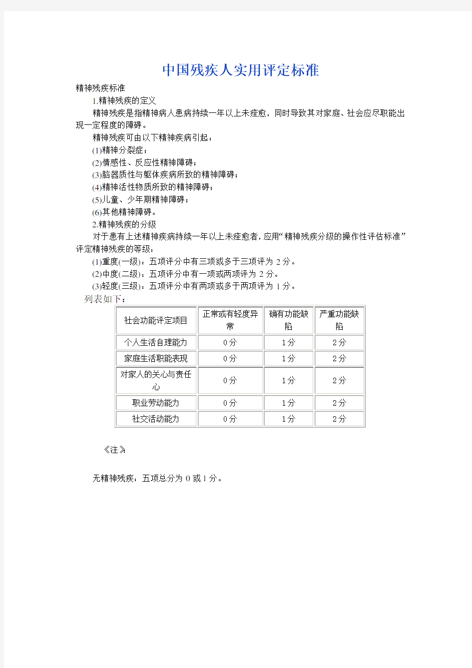 中华人民共和国残疾人评残标准