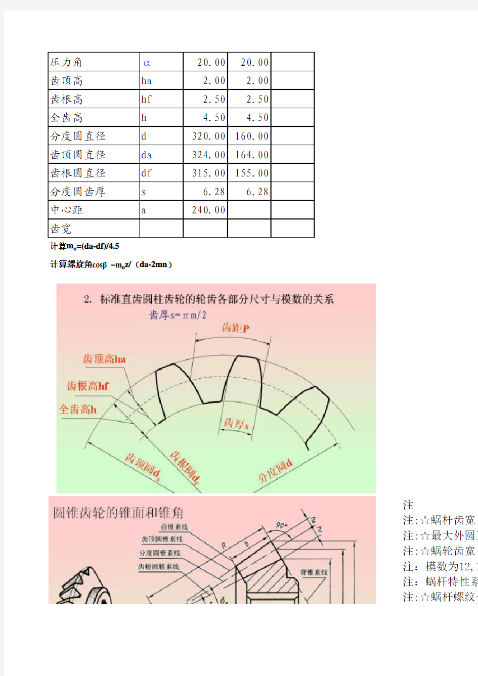 直齿轮、斜齿轮、圆锥齿轮、蜗杆蜗轮计算