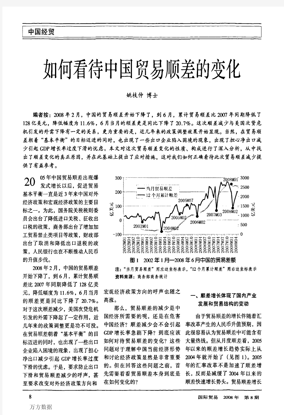 如何看待中国贸易顺差的变化